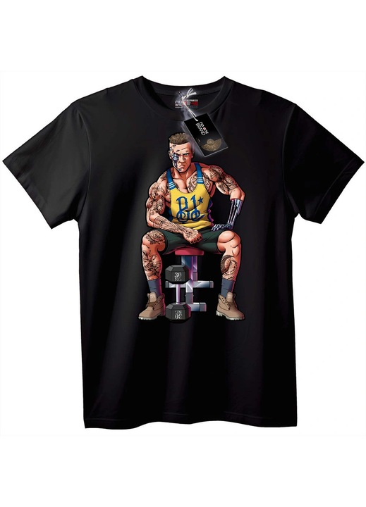 Tricou tatuat, forță cibernetică, Negru