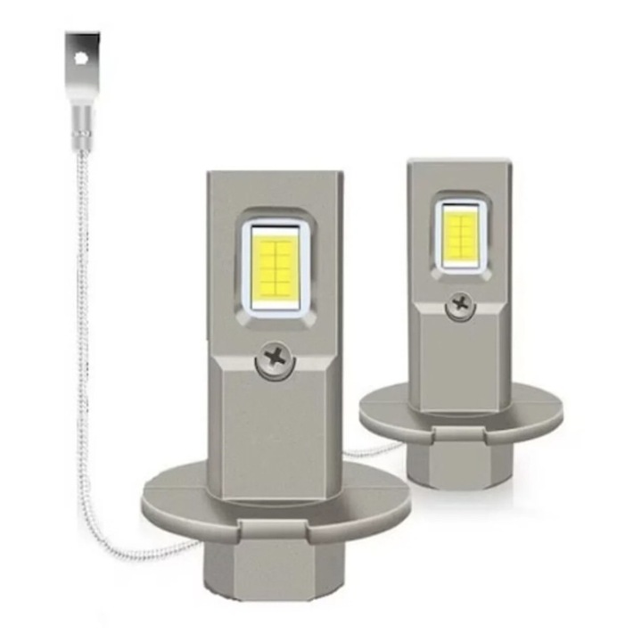 Set 2 becuri Led H3, 120w, 15000LM, 1:1, CANBUS, 6000k, 12v