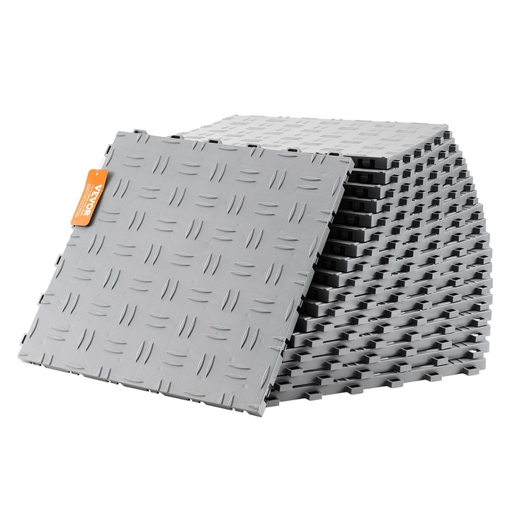Взаимосвързани плочки за гараж, Vevor, 50 бр., сребристи, 12x12x0.53 инча