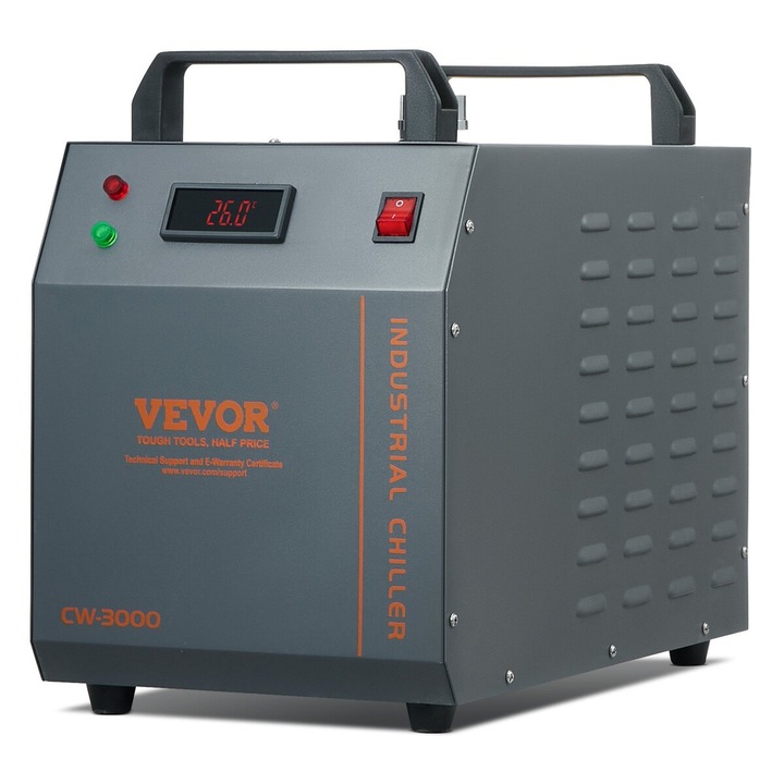 Racitor de apa industrial CW-3000, Vevor, 80W, capacitate rezervor 12L, debit maxim 12L/min, pentru masina de gravat cu laser