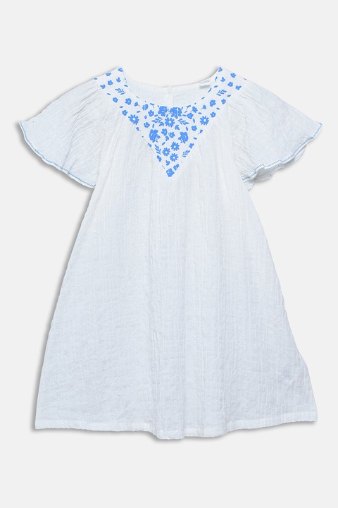 LC WAIKIKI, Rochie evazata cu aspect sifonat, Alb optic/Albastru