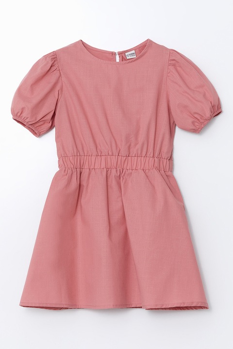 LC WAIKIKI, Rochie de bumbac cu talie elastica, Coral