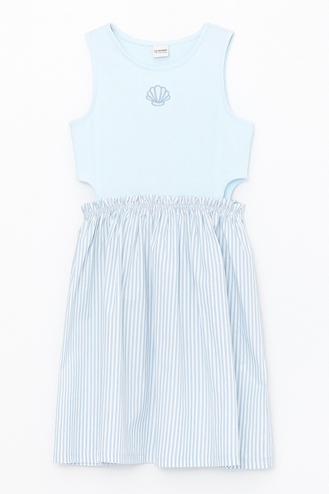 LC WAIKIKI, Rochie de bumbac cu decolteu rotund, Albastru deschis