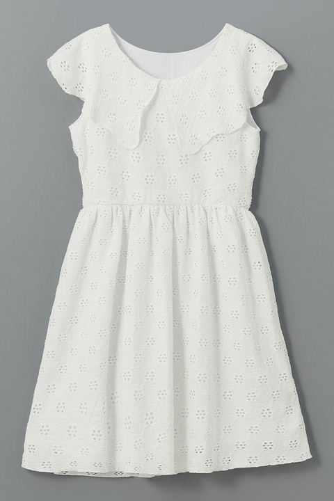 LC WAIKIKI, Rochie evazata cu guler supradimensionat, Alb