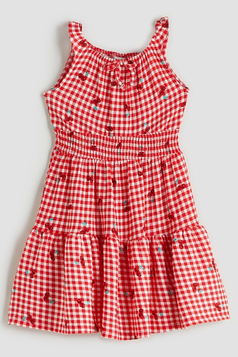 LC WAIKIKI, Rochie evazata in carouri, Rosu/Alb