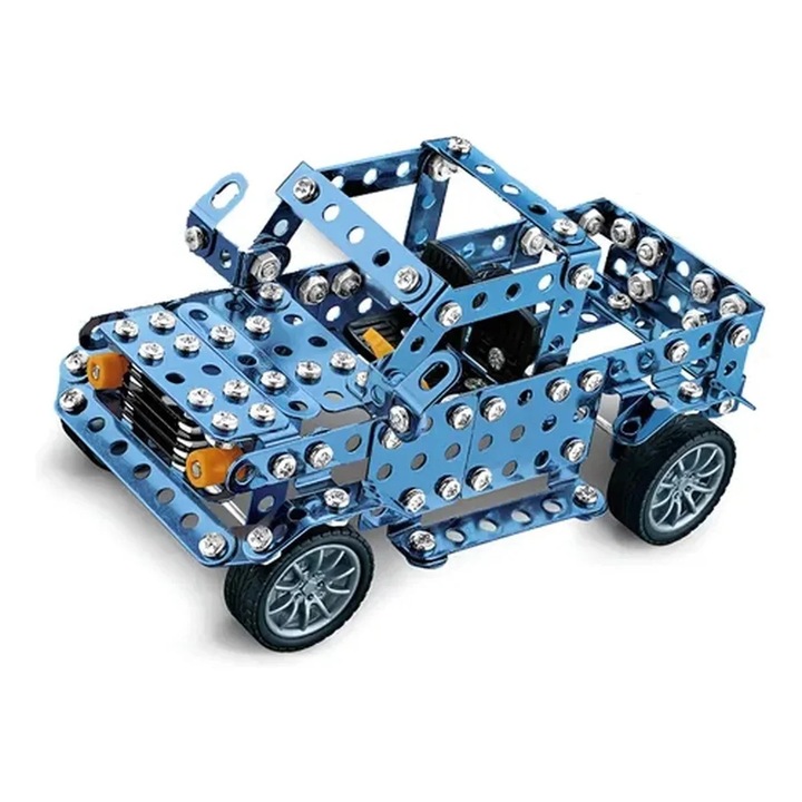 Set de constructie metalic Aoie Gainian, 308 piese, masina albastra, pentru copii peste 8 ani, ETOY®