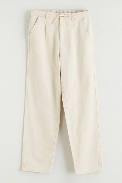 LC WAIKIKI, Pantaloni din amestec de in cu snur in talie, Alb fildes