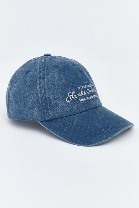 LC WAIKIKI, Sapca din denim cu text brodat, pentru baseball, Albastru inchis