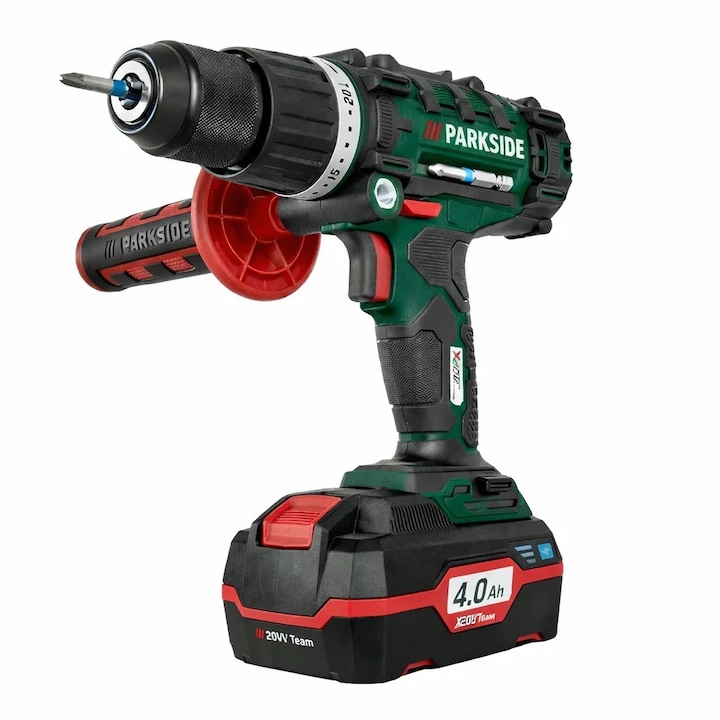 Masina de gaurit cu percutie Parkside, 20V, 4Ah, 45 Nm, mandrina 1, 5-13 mm