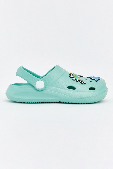LC WAIKIKI, Saboti slingback cu imprimeu dinozauri, Galben pai/Albastru deschis/Verde menta