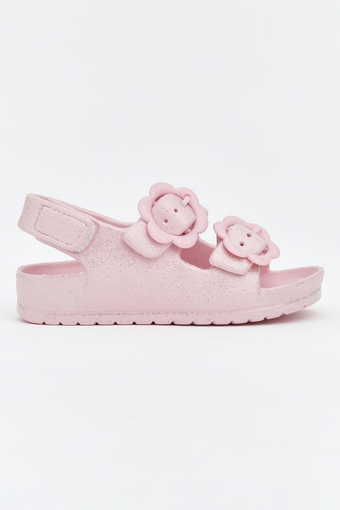 LC WAIKIKI, Sandale cu aspect stralucitor si velcro, Roz pastel