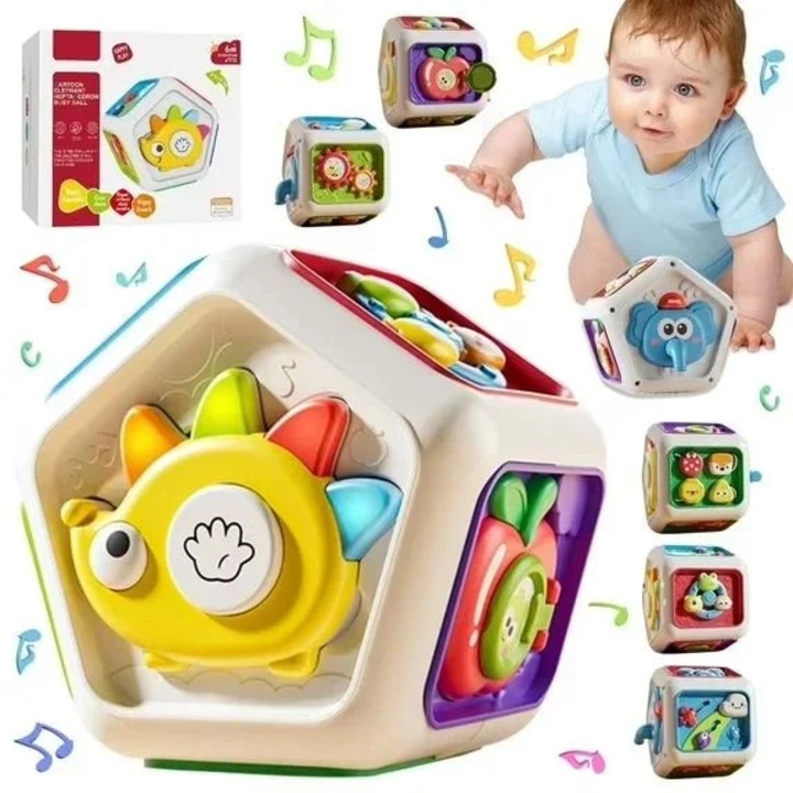 Cub de activitati interactiv 6-in-1 pentru bebelusi - dezvolta simturile, E-Toy®