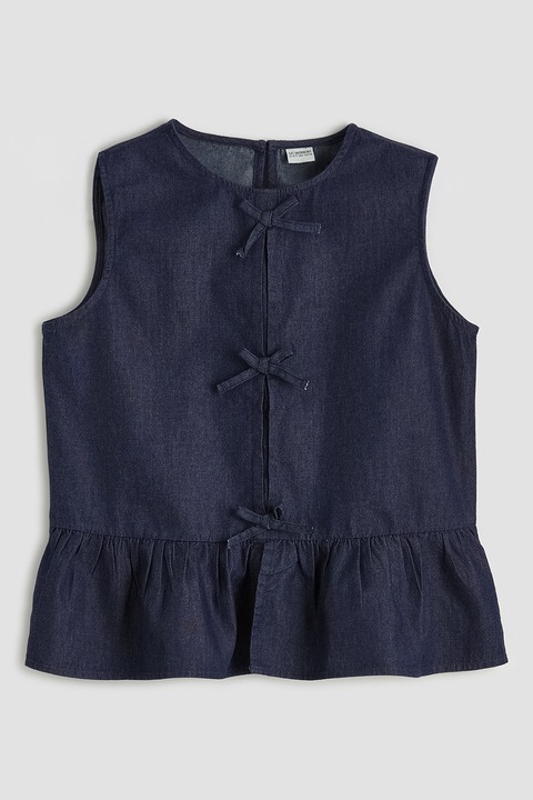 LC WAIKIKI, Bluza din denim cu detalii funda, Albastru ultramarin