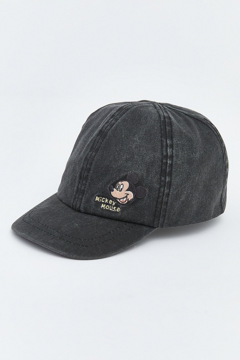 LC WAIKIKI, Sapca baseball din denim cu detaliu Mickey Mouse, Gri inchis melange