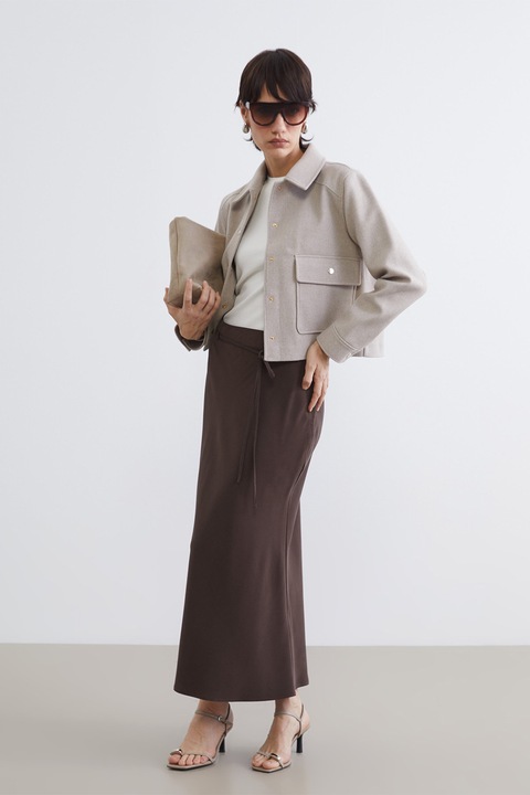 LC WAIKIKI, Fusta midi cu croiala evazata, Maro