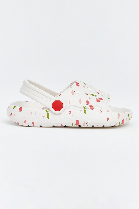 LC WAIKIKI, Sandale slingback usoare cu imprimeu, Alb/Verde/Roz