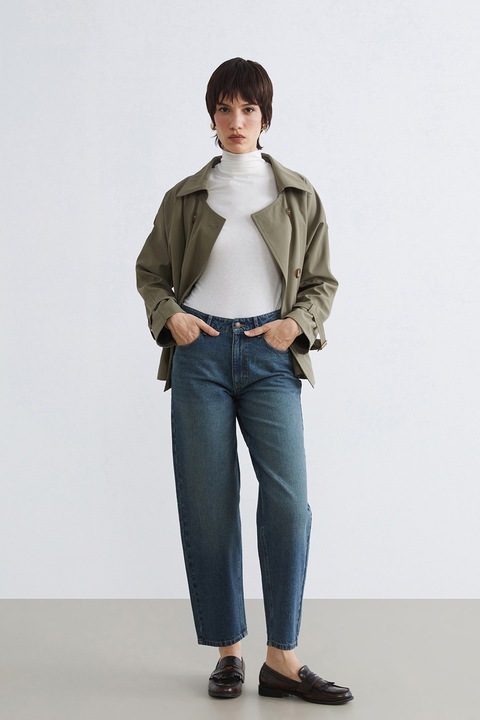 LC WAIKIKI, Blugi Balloon cu talie inalta, Albastru melange