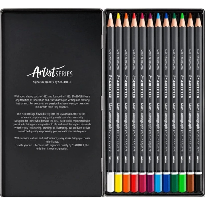 Set 12 creioane colorate - Lumograph, Lemn, Scoala generala