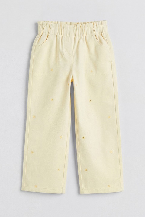 LC WAIKIKI, Blugi cu croiala ampla si broderie florala, Crem