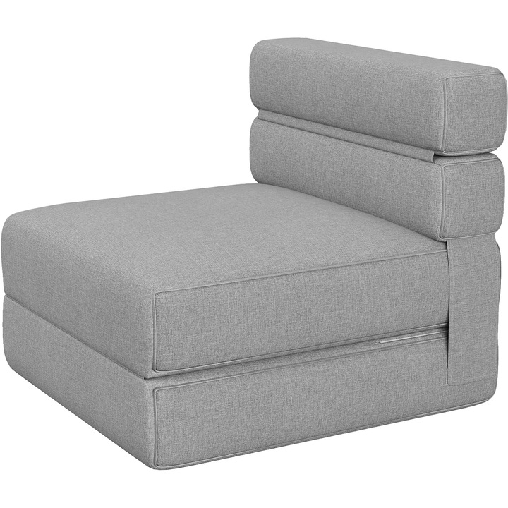 Ágyazható fotel, modern design, memóriahabos kényelem, világosszürke