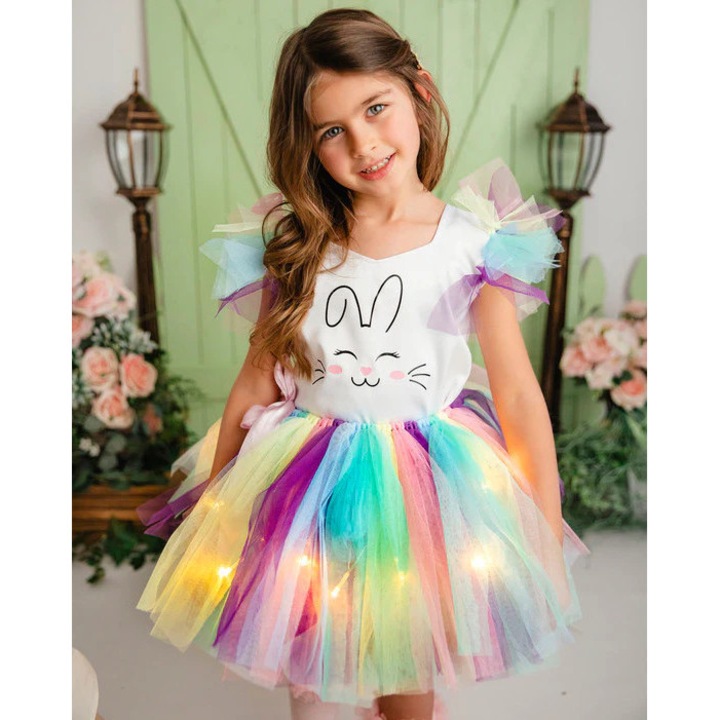 Fustita cu Luminite, Curcubeu Pastelat - 3-18 luni (68-86 cm)