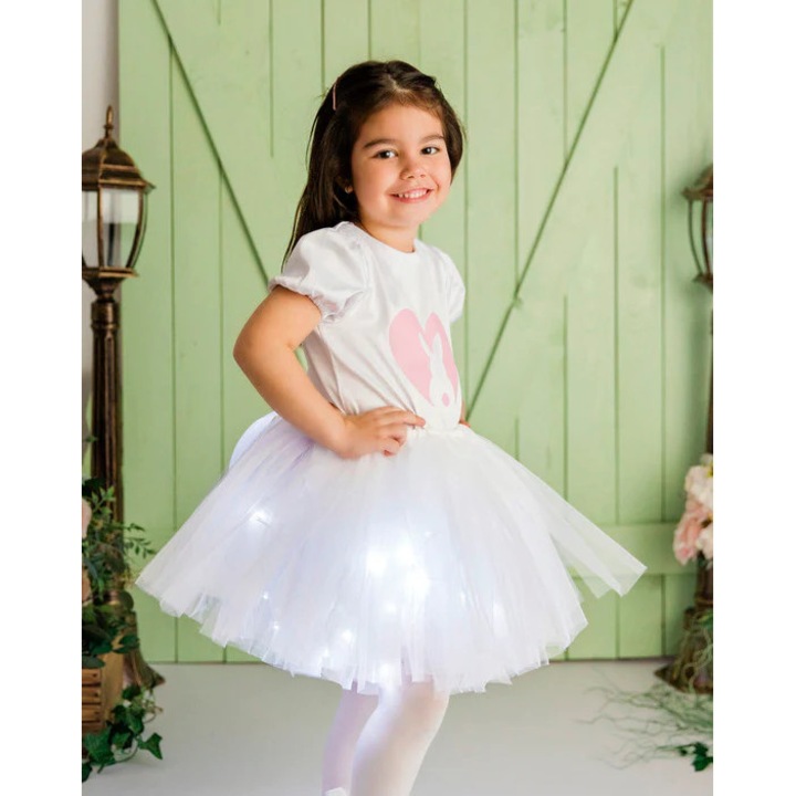 Fustita cu Luminite, Alba - 3-5 ani (98-116 cm)