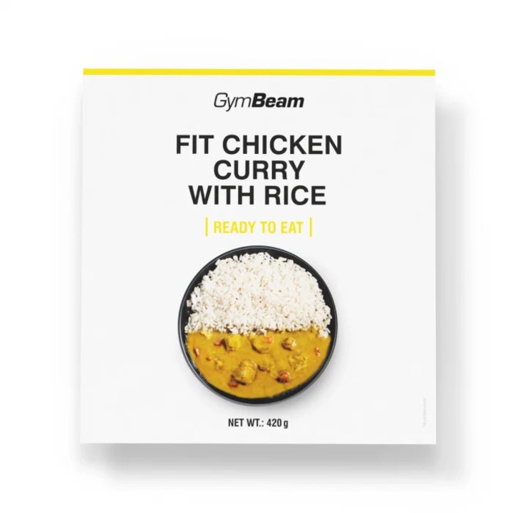 FIT Pui curry cu orez, GymBeam, set 6 x 420 g, proteine ridicate, preparare rapidă