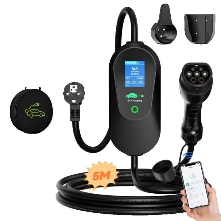 Incarcator portabil, 5m TYPE 2, conectivitate inteligenta, curent ajustabil