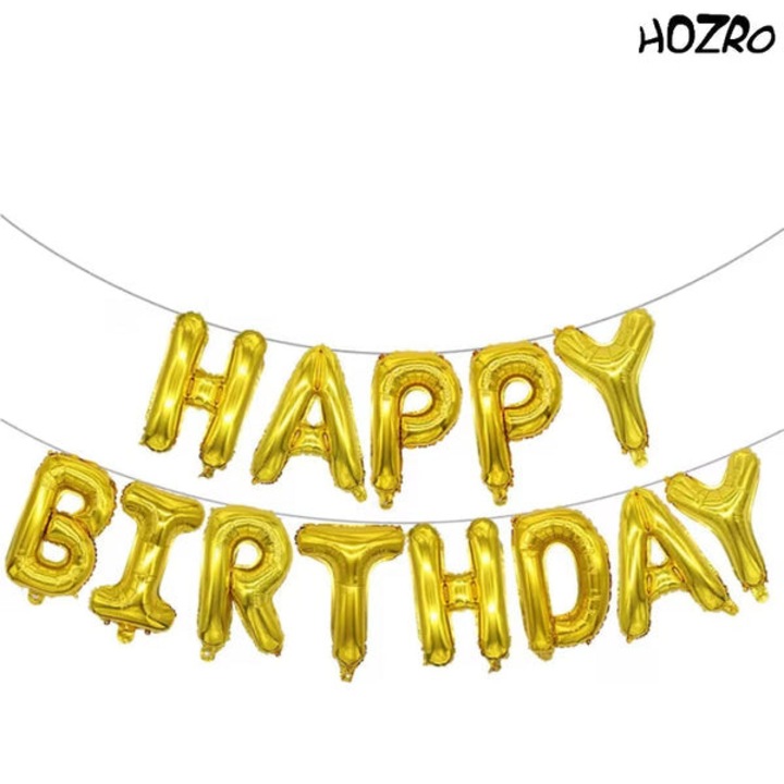 Комплект фолиеви балони „Happy Birthday”, 43 см – Елегантна декорация за рождени дни, събития, момичета, жени, малки момичета, с големи букви, за многократна употреба, лесни за надуване и монтиране