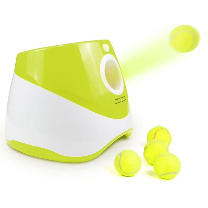 Lansator automat de mingi, jucarie interactiva pentru caini, distanta ajustabila, verde, 10.1x10.8x8.4in