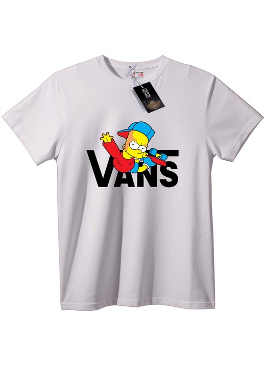 Tricou Bart Simpson cu Vans, Alb