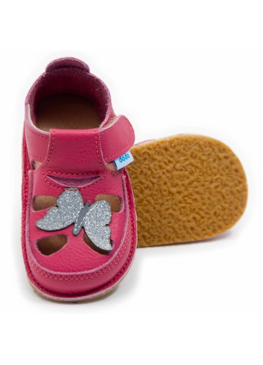 Dodo Shoes Sparkling Butterfly mezitlabas gyermek szandal, sarga szinu, termeszetes borbol, rugalmas talppal az elso lepesekhez