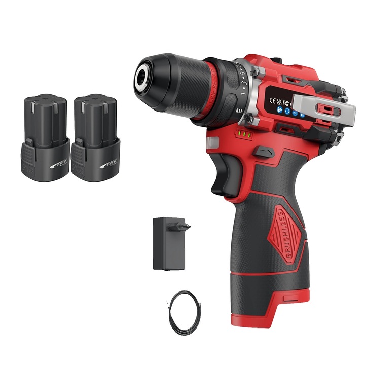 Машина за пробиване и завинтване, 80 N.m, безчетков мотор, 29x27x8cm, комплект с батерия EU-2