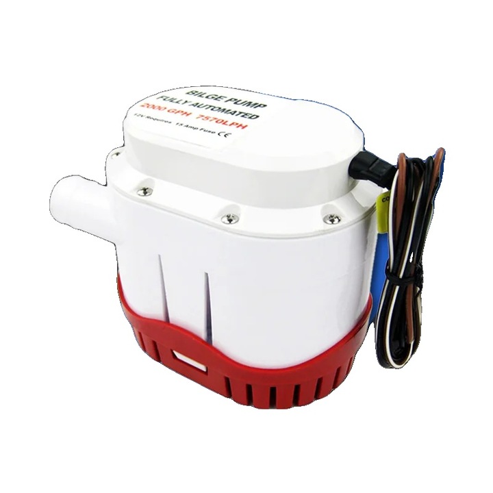 Потопяема помпа за вода, 2000 GPH, 12V, 11A, 1-1/8 инча, автоматична работа