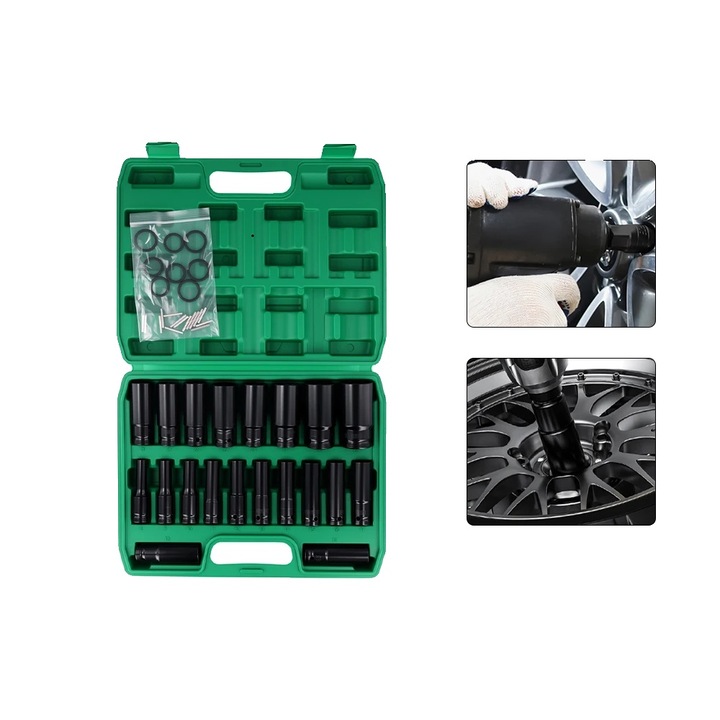 Set chei cu impact, 20 piese, 8x32mm, design hexagonal, acoperire fosfat negru