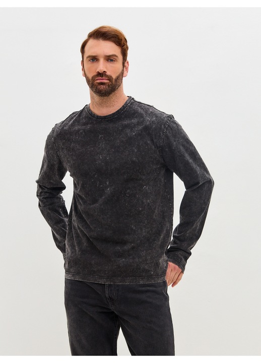 Tricou Cu Maneca Lunga Pentru Barbati, Mod Kids, 100% Bumbac, Croi Lejer, Oversized, Stil Vintage, Respirabil Si Delicat Cu Confortabil Pentru Uz Zilnic, Negru, Negru