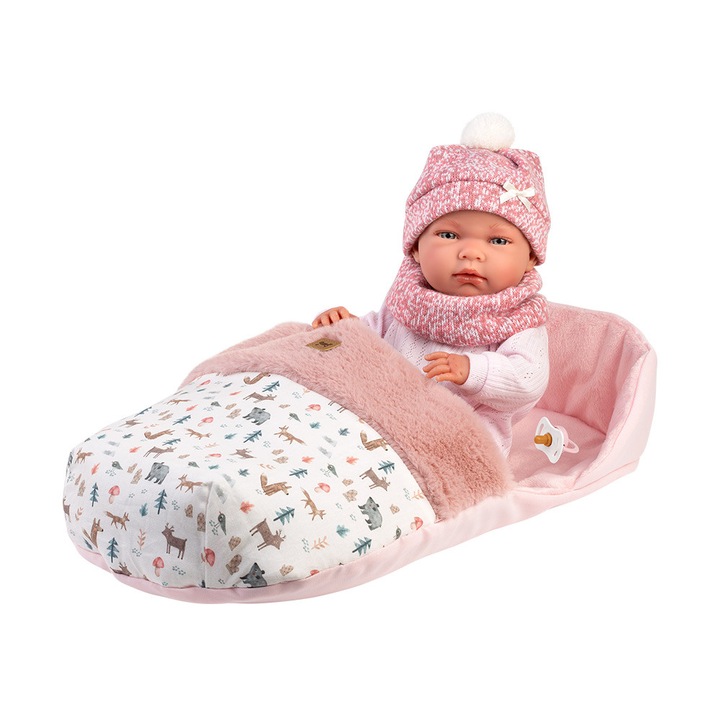 Llorens baba, Nica rózsaszín állatos hálózsákkal, 40 cm