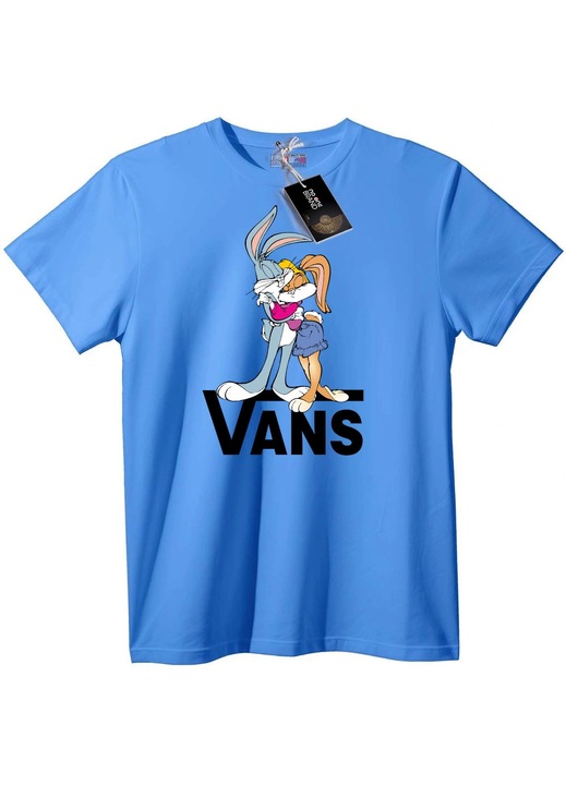 Tricou Bugs & Lola Bunny cu Vans, Albastru deschis