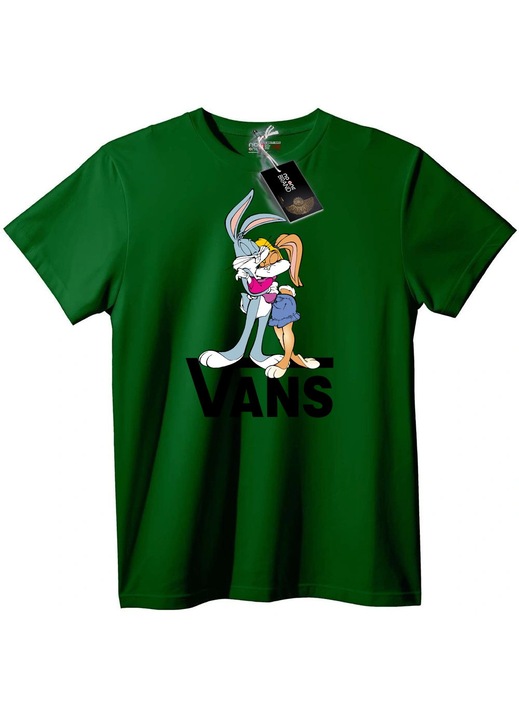 Tricou Bugs & Lola Bunny cu Vans, Verde englez