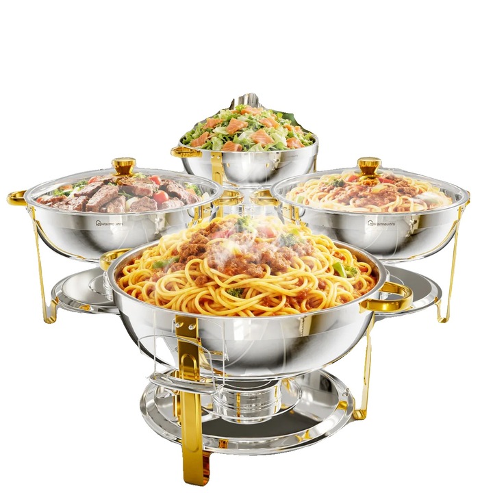 Set 4 Tavi gastronorm, capacitate 8L, design rezistent la caldura, 30cm diametru