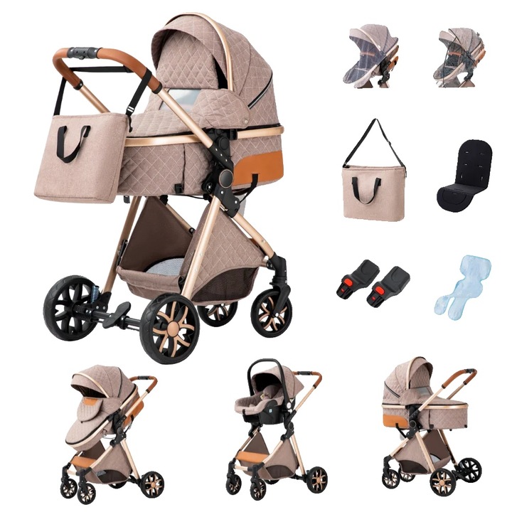 Marsupiu 3 in 1, versiune joasa V9, khaki, pentru bebelusi si copii mici, material usor, suport greutate peste 20 kg
