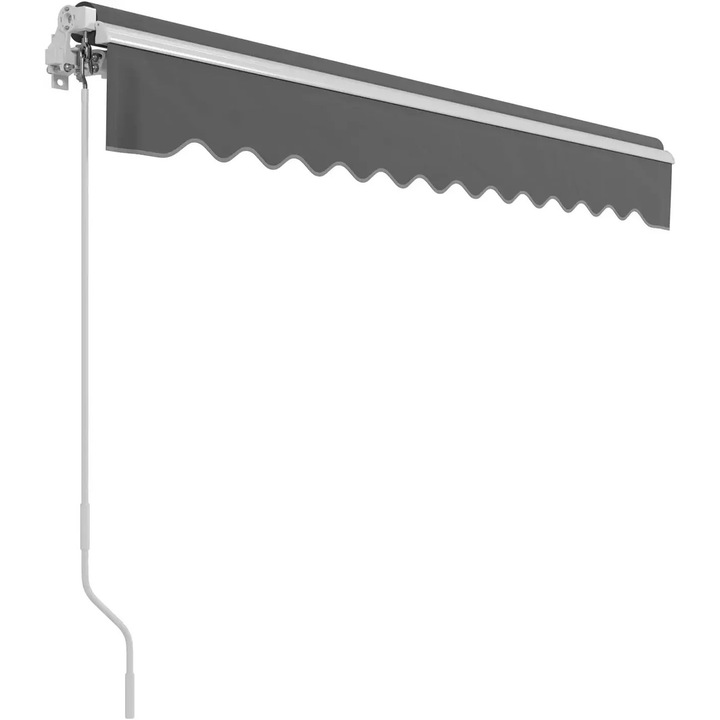 Copertina pentru terasa, Brat articulat retractabil, Dimensiune 250 x 200 cm, Actionare manuala, Cadru din aluminiu, Poliester cu strat PU, Protectie UV50+, Gri inchis