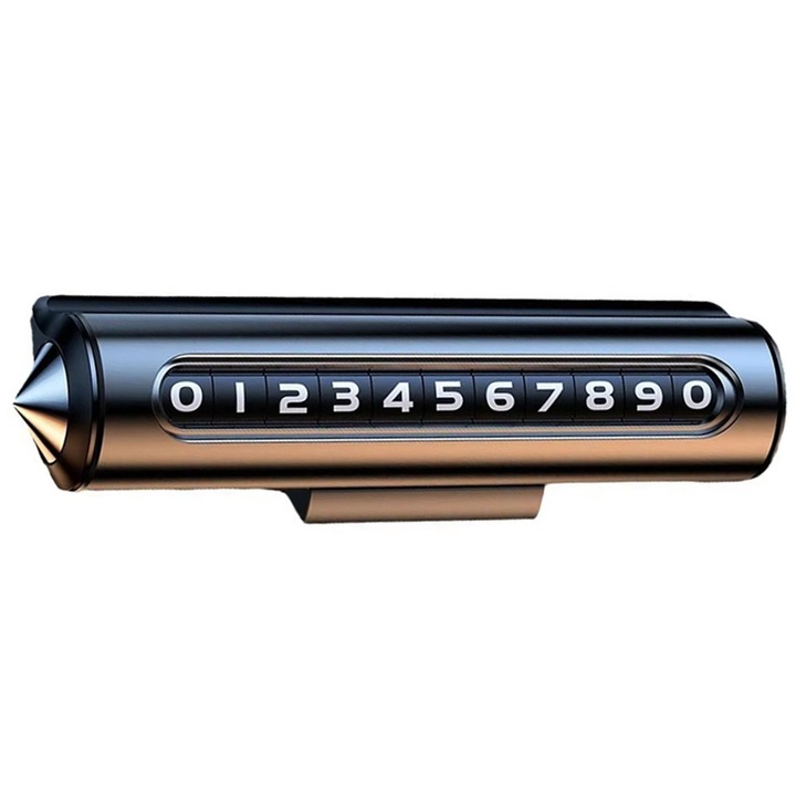 Suport numar de telefon Comari® ParkID Core, sistem retractabil, afisaj discret, adeziv 3M, aliaj metalic, gri