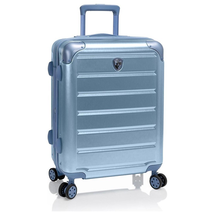 Troler de cabina Heys Alumix, albastru, 55x38, 5x23cm, capacitate 57l, extensibil, 4 roti rotative