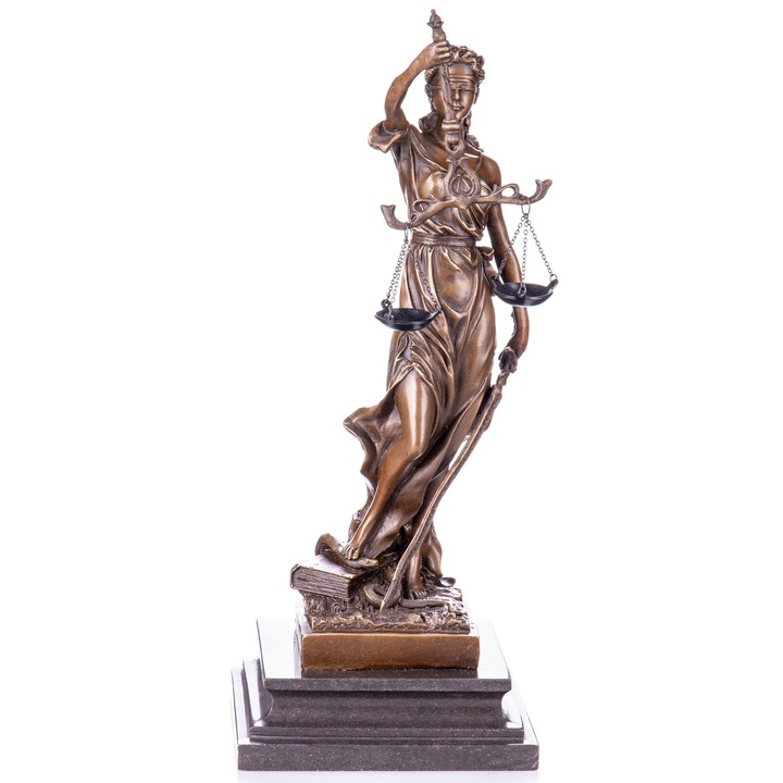 Statueta bronz, Justitia, stil clasic, cu sabie si balanta, 60 cm
