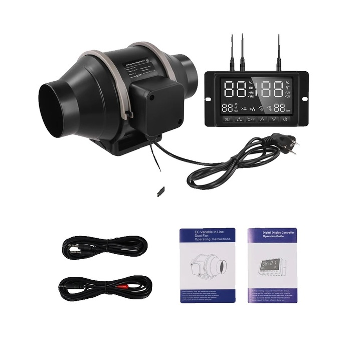 Ventilator de tubulatura, motor EC, control inteligent, 4inch
