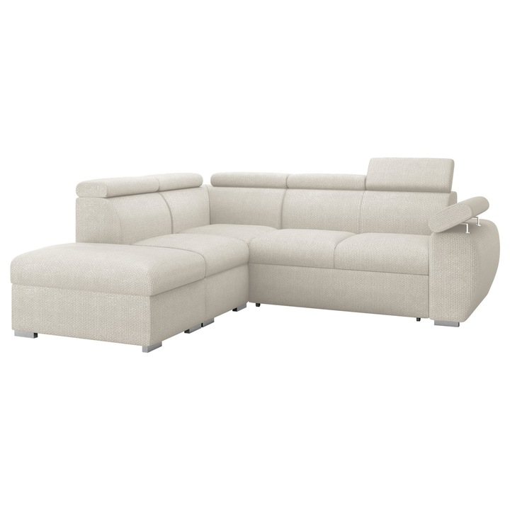 Coltar extensibil living Giza 2RR1P Stanga, MIRJAN 24, crem, 230x260x85 cm