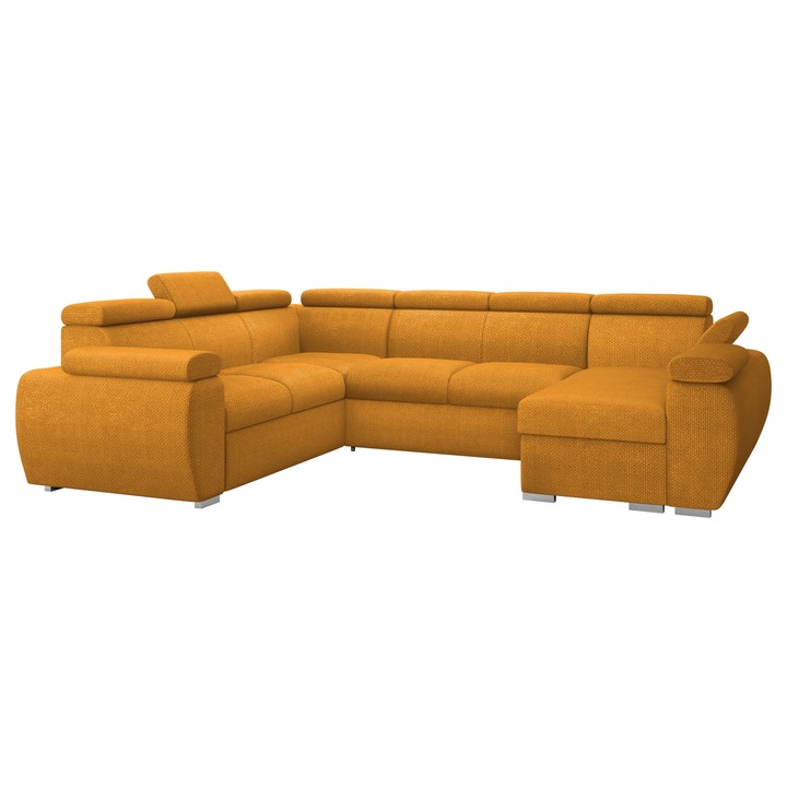 Coltar extensibil living Giza U Dreapta, MIRJAN 24, miere, 260x325x98 cm