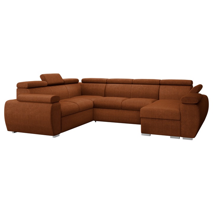 Coltar extensibil living Giza U Dreapta, MIRJAN 24, caramida, 260x325x98 cm