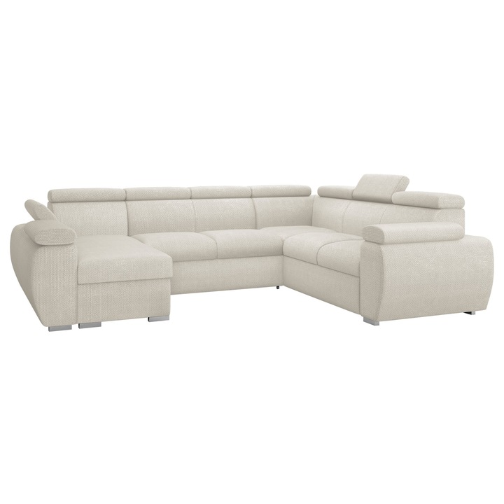 Coltar extensibil living Giza U Stanga, MIRJAN 24, crem, 260x325x98 cm